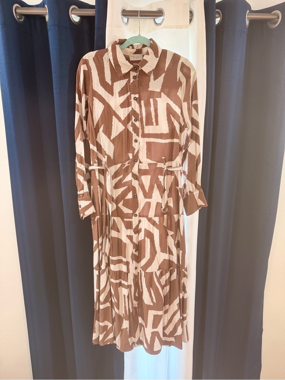 Dress Forum Brown & Cream Abstract Shirt Maxi Dress